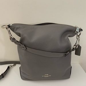 Coach Pebbled Gray Leather Bucket Bag